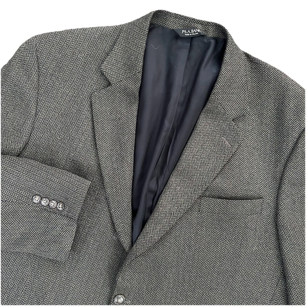 Jos. A. Bank Sport Coat Mens 48L Brown‎ Herringbone Silk Wool Blazer Jacket Mens